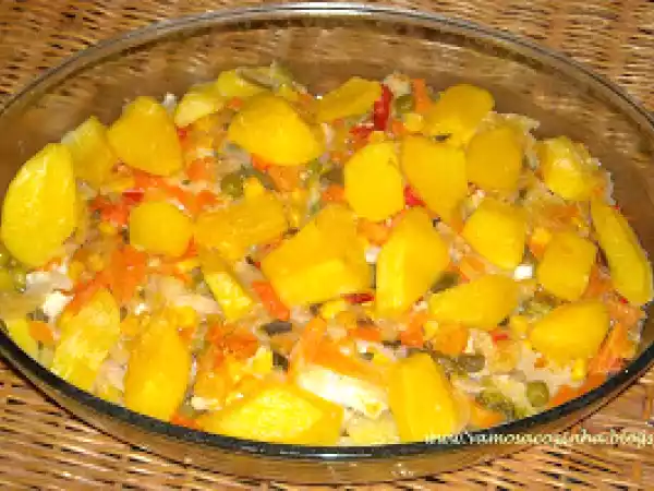 Receita Filetes de peixe com legumes no forno