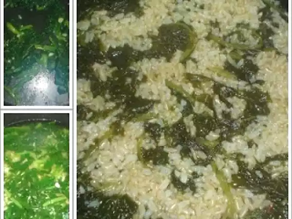 Receita Arroz integral de grelos