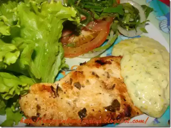 Receita Filé de frango grelhado com creme de milho