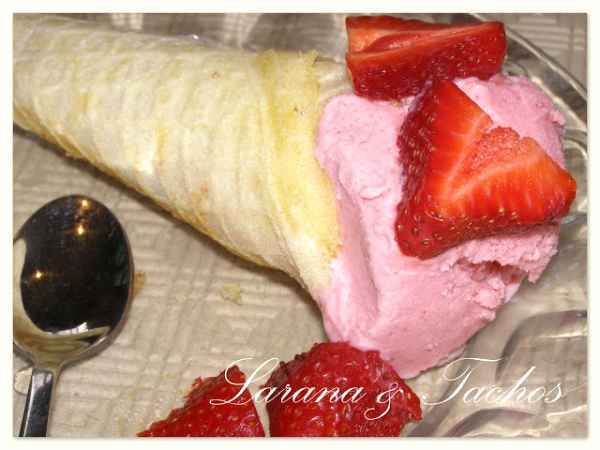 Receita Gelado de morango e iogurte