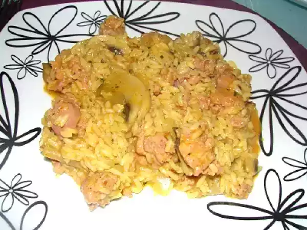 Receita Caril de arroz e salsichas frescas