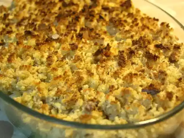 Receita Bacalhau com broa às camadas