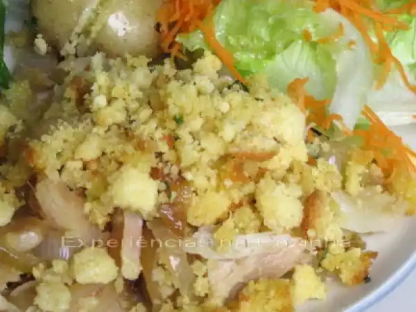 Receita Bacalhau com broa e grelos