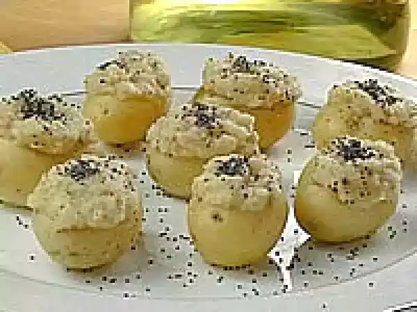Receita Batata bolinha recheada com pasta de feijão branco (vegana)