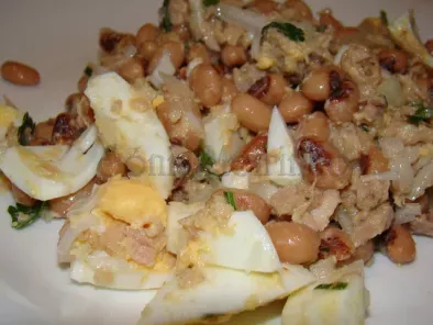 Receita Salada de feijão frade com atum e ovo cozido