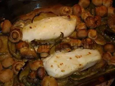 Receita Lombinhos de pescada assados no forno em cama de legumes