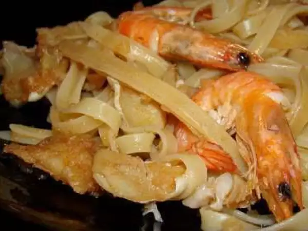 Receita Massada de bacalhau e camarão