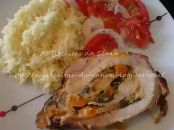 Receita Lombo de porco recheado com espinafres e farinheira