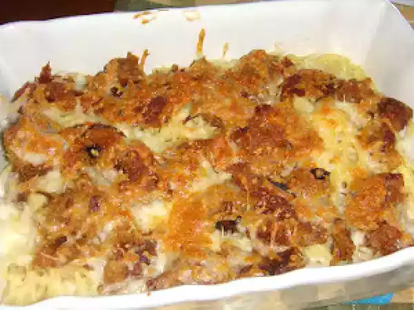 Receita Gratinado de alheira caseira e esparguete