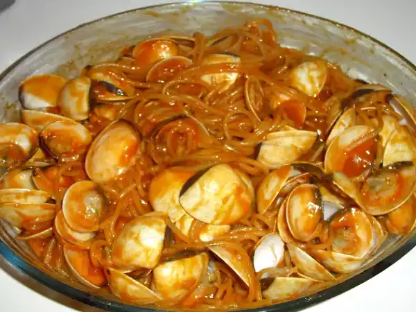 Receita Esparguete com ameijoas