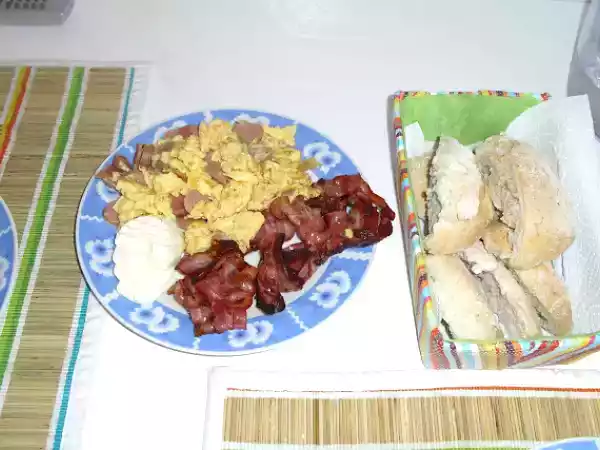 Receita Bacon e ovos mexidos