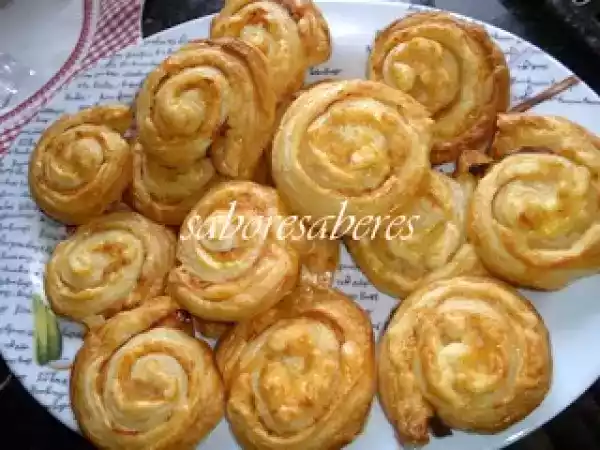 Receita Caracois de queijo e fiambre