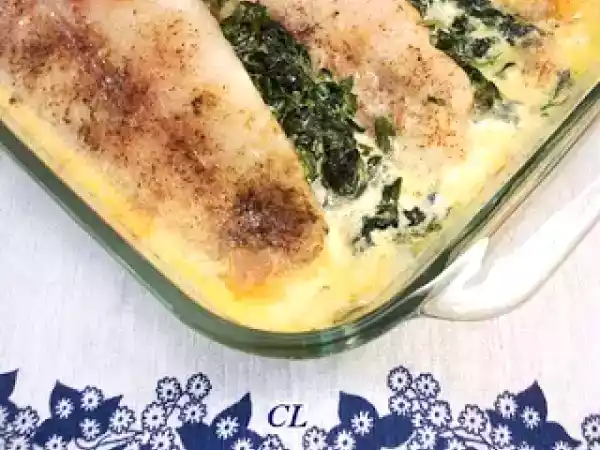 Receita Peixe assado com espinafre
