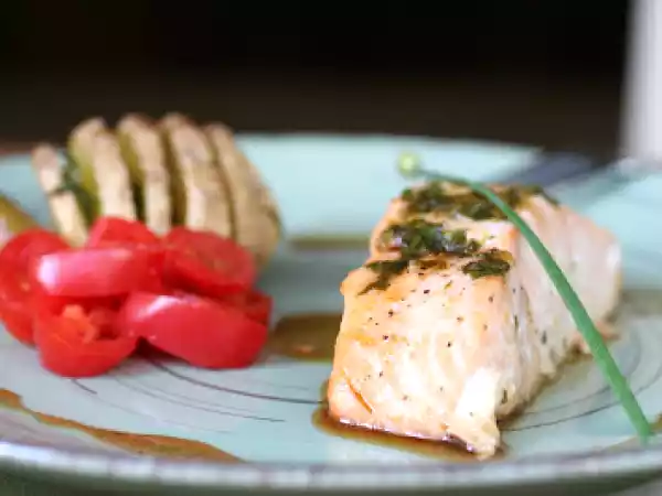 Receita Salmão ao forno glaceado com mel e limão