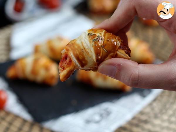 Mini Croissants Pizza de queijo e fiambre - Preparação Passo 8