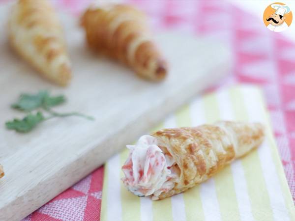 Cones folhados de salmão e cebolinho/a - Preparação Passo 7