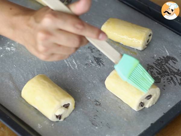 Croissant de chocolate (pão de chocolate) - Preparação Passo 17