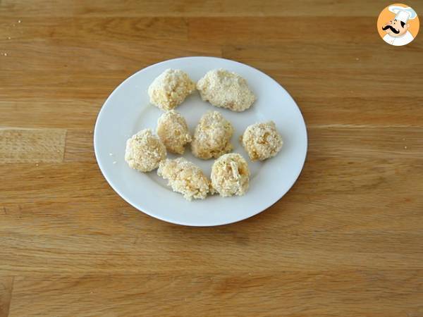 Croquetes de macarrão com fiambre e queijo - Preparação Passo 3