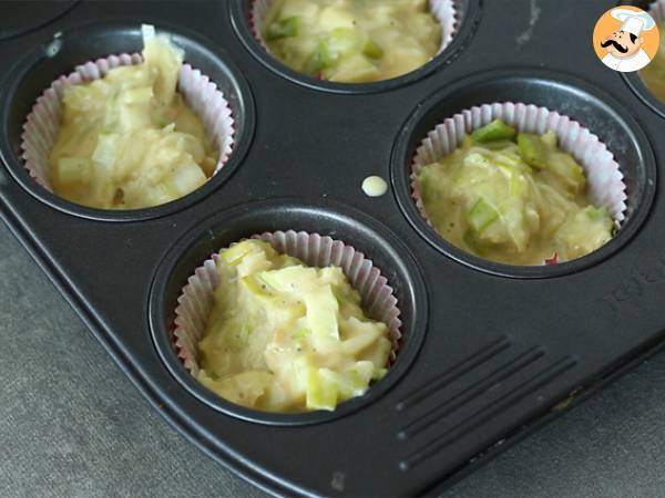 Muffins de alho francês (alho poró) - Preparação Passo 5