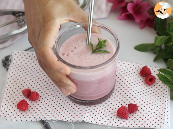 Milkshake framboesa e hortelã (vegan) - Preparação Passo 3