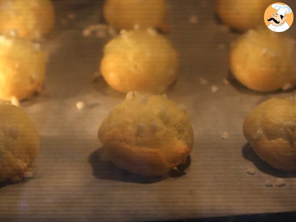 Chouquettes (massa choux com pérolas de açúcar) - Preparação Passo 5