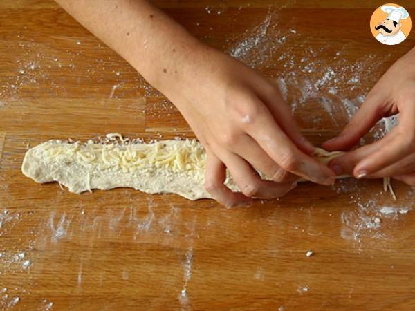 Pretzels (Bretzels) de mozzarella e alecrim - Preparação Passo 4