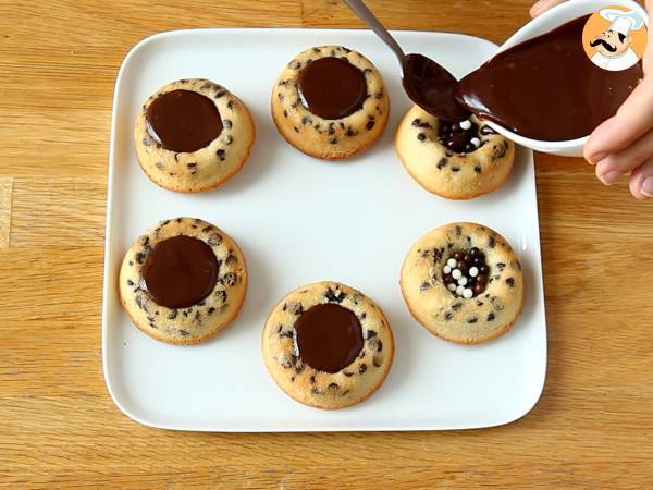 Financiers tigrados recheados com chocolate - Preparação Passo 8