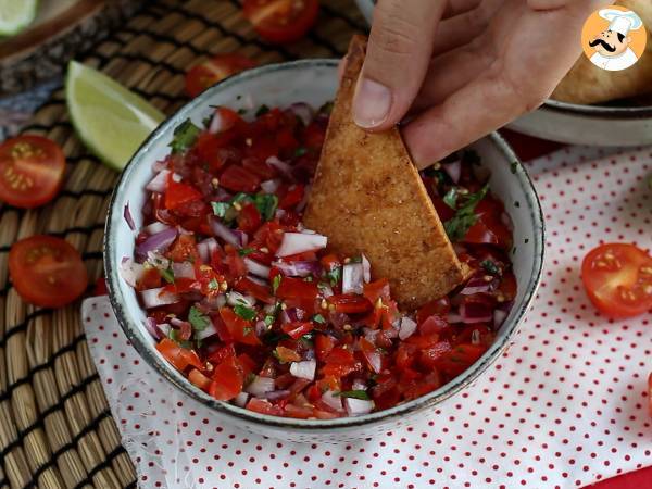 Salsa mexicana Pico de gallo e doritos caseiros - Preparação Passo 6