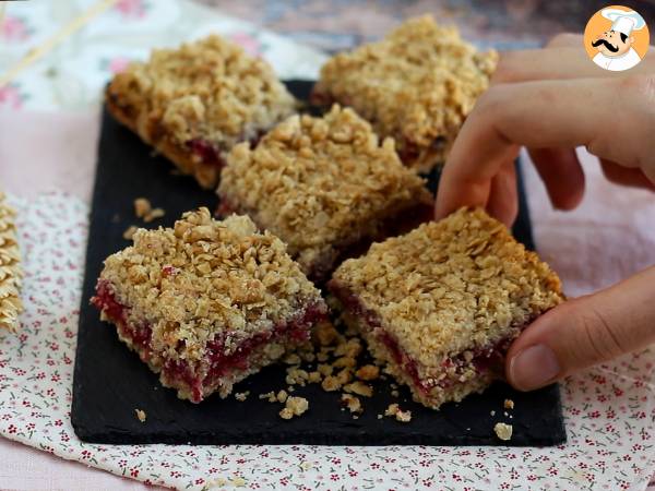 Barras de crumble sabor framboesa - Preparação Passo 6