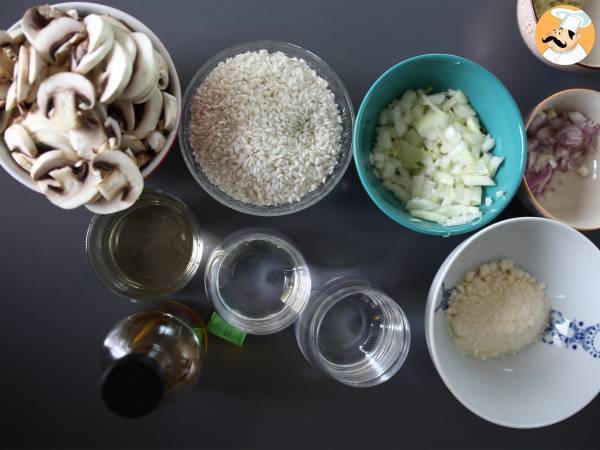 Risotto de cogumelos na pressão - Preparação Passo 1