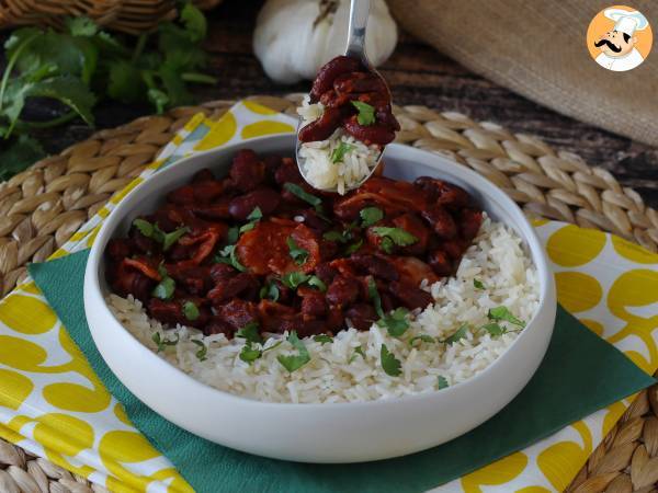 Arroz com feijão e bacon defumado - Preparação Passo 8