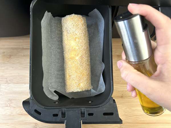 Tronco de queijo de cabra empanado na Air Fryer: crocante por fora, derretendo por dentro! - Preparação Passo 6