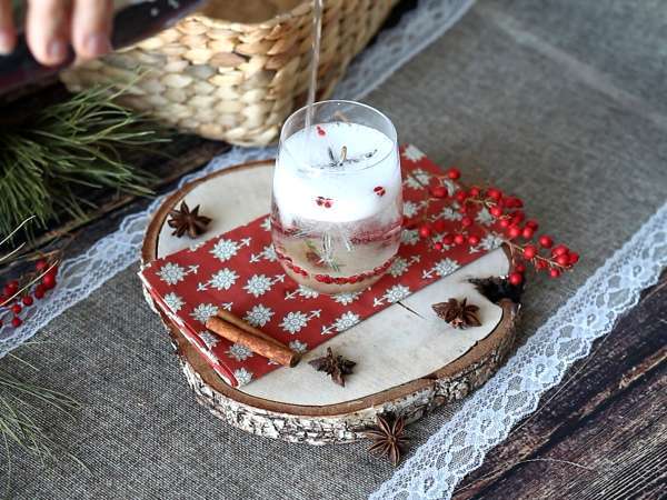 Coquetel de Natal com efeito nevado: leve, aromático e lindo na mesa - Preparação Passo 5