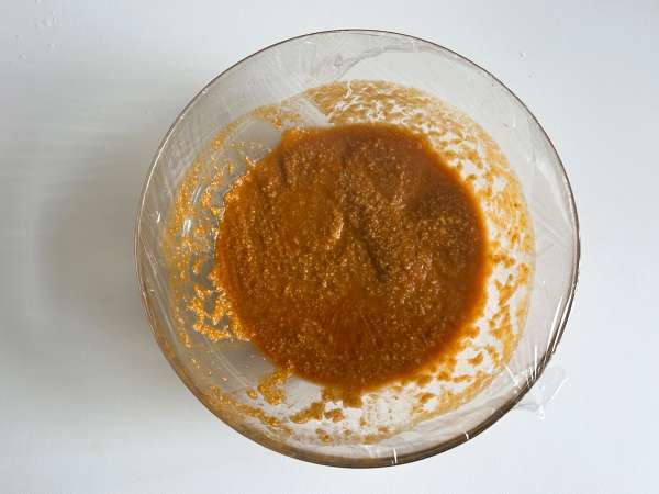 Tabule hidratado no gaspacho, sem cozimento - Preparação Passo 3