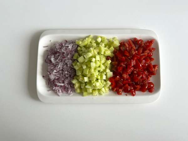 Tabule hidratado no gaspacho, sem cozimento - Preparação Passo 4