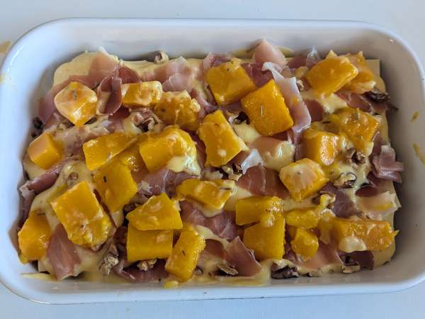 Lasanha com abóbora, nozes e speck - Preparação Passo 7