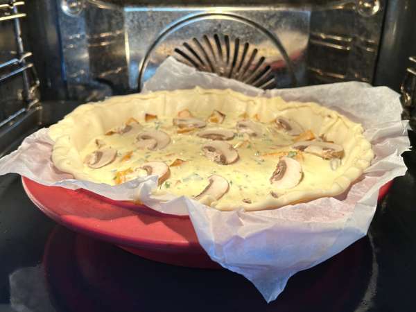 Quiche vegetariano de cogumelos e abóbora - Preparação Passo 9