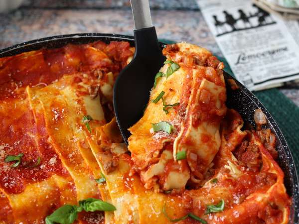 Lasanha de frigideira com carne moída - Preparação Passo 8