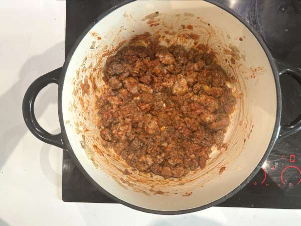 Sopa de lasanha com carne, ricota e parmesão - Preparação Passo 3
