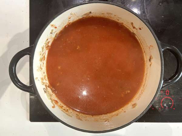 Sopa de lasanha com carne, ricota e parmesão - Preparação Passo 4
