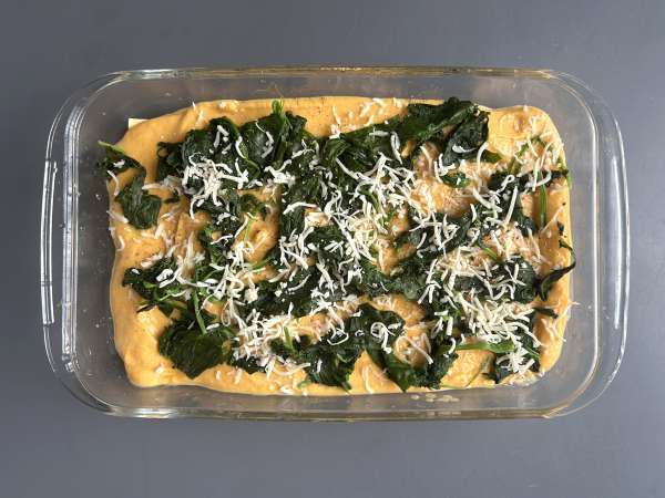 Lasanha de abóbora butternut, espinafre e ricota - Preparação Passo 6
