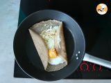 Passo 3 - Crepe salgado (com fiambre/presunto, queijo e ovo)