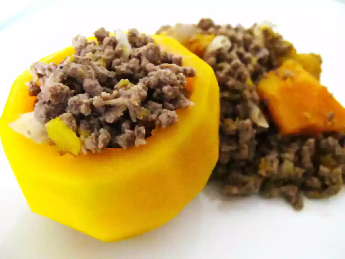 Abóbora com carne moída