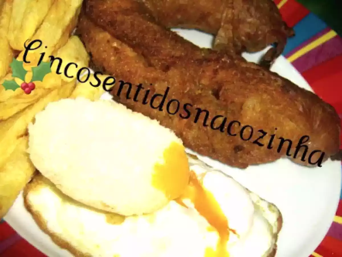 Alheiras no forno com ovo e batata frita - foto 4