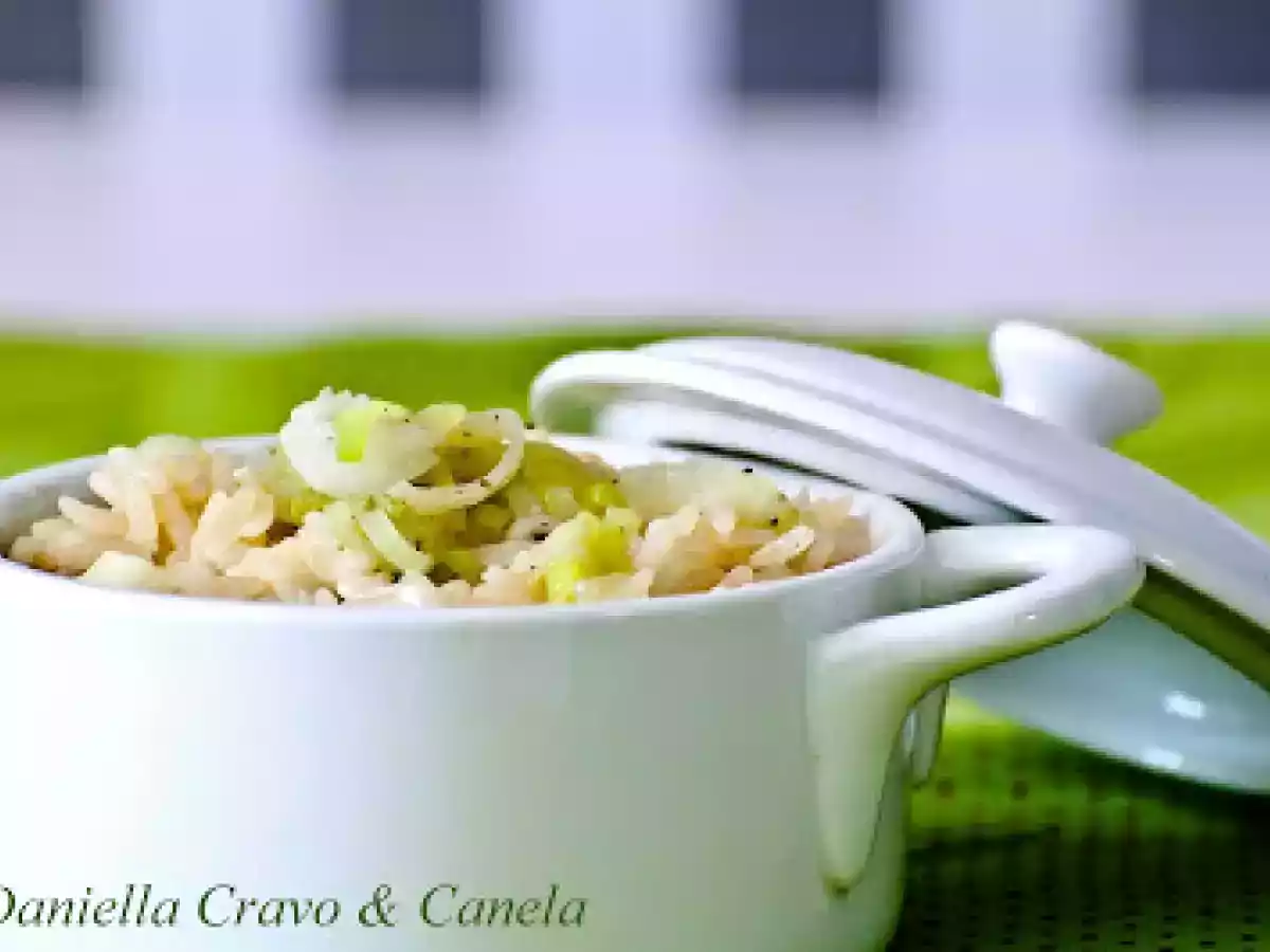 Arroz com Alho Poró e Queijo Branco