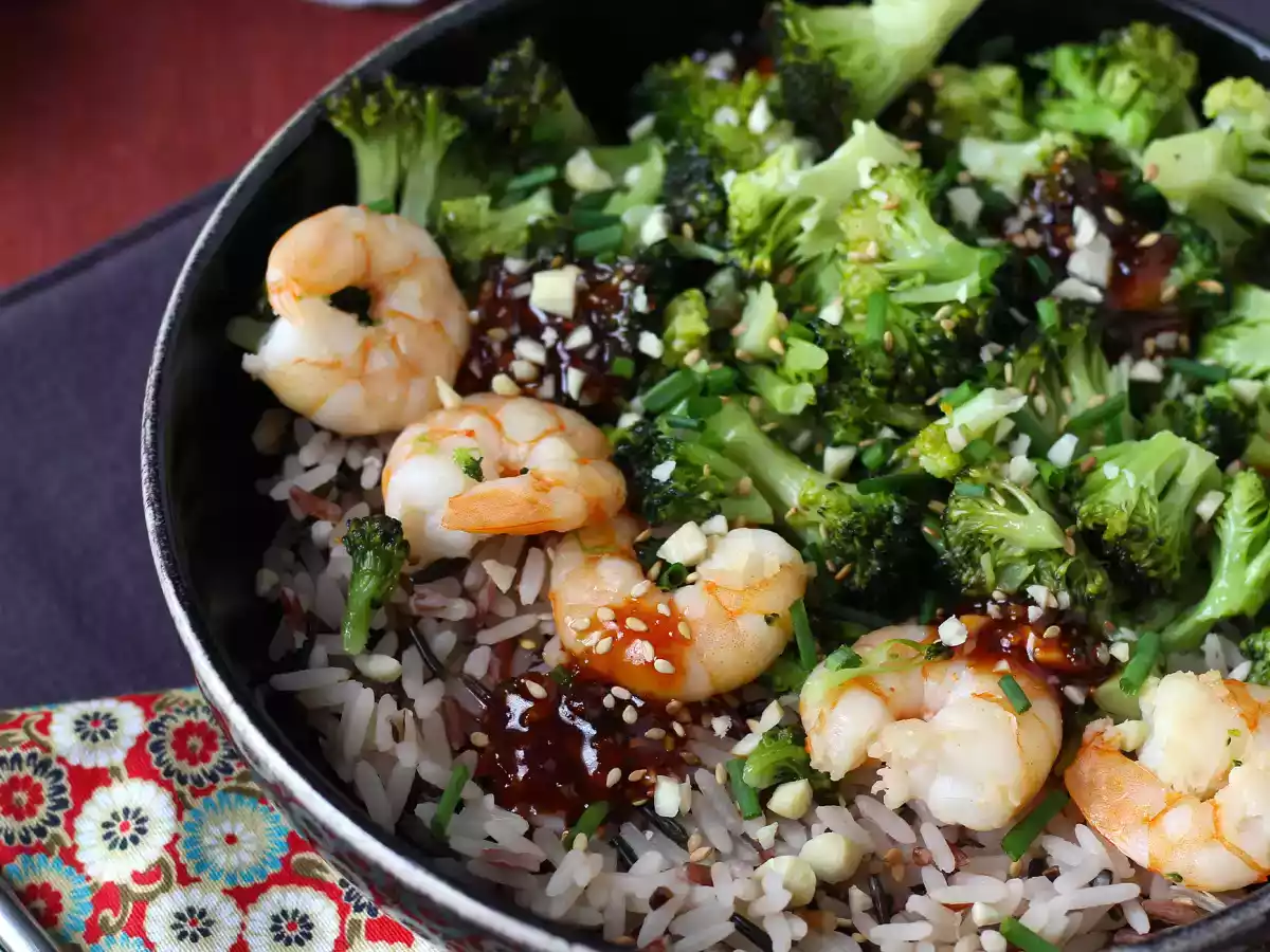 Arroz com brócolis, camarão e molho apimentado da Coréia - foto 4