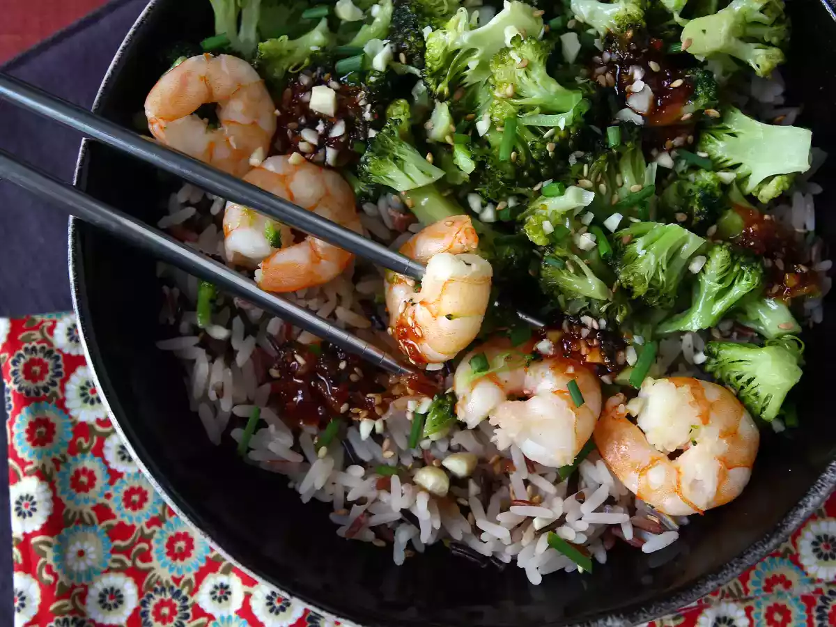 Arroz com brócolis, camarão e molho apimentado da Coréia - foto 6