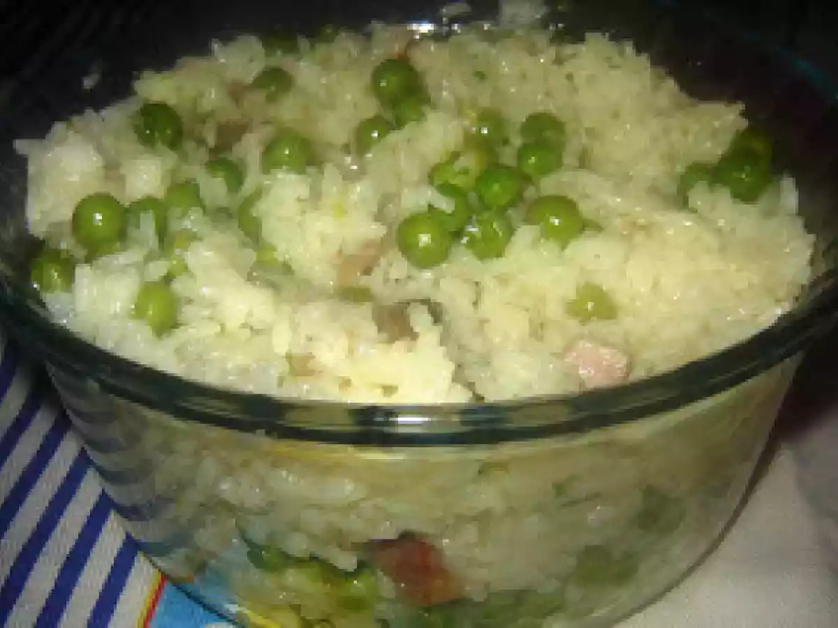 Arroz com cogumelos, ervilhas e bacon - foto 2