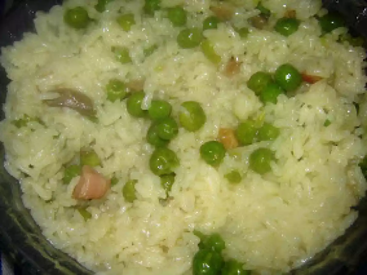 Arroz com cogumelos, ervilhas e bacon - foto 3