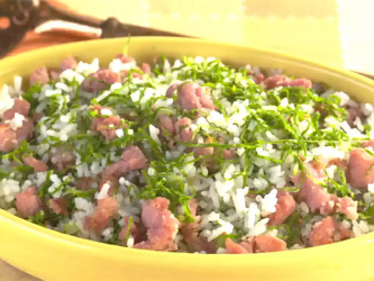 Arroz com couve e linguiça